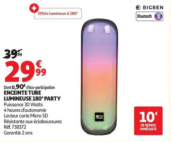 ENCEINTE TUBE LUMINEUSE 180° PARTY