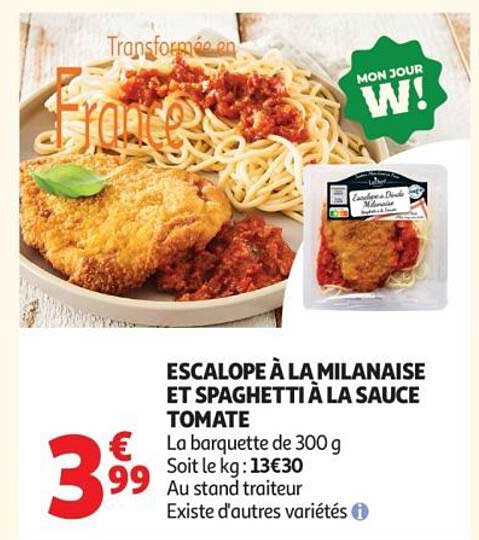 ESCALOPE À LA MILANAISE ET SPAGHETTI À LA SAUCE TOMATE