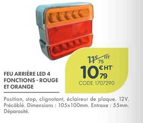 FEU ARRIÈRE LED 4 FONCTIONS - ROUGE ET ORANGE