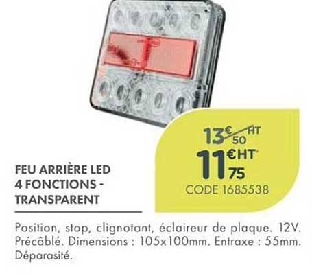 FEU ARRIÈRE LED 4 FONCTIONS - TRANSPARENT