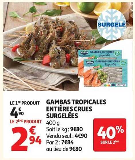GAMBAS TROPICALES ENTIÈRES CRUES SURGELÉES