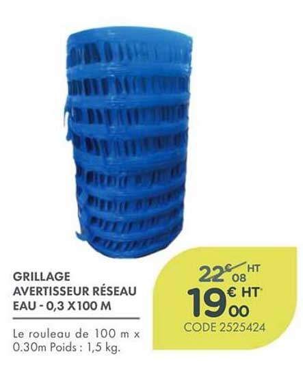 GRILLAGE AVERTISSEUR RÉSEAU EAU - 0,3 X 100 M