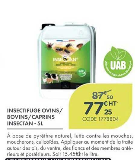 INSECTIFUGE OVINS/ BOVINS/ CAPRINS INSECTAN - 5L