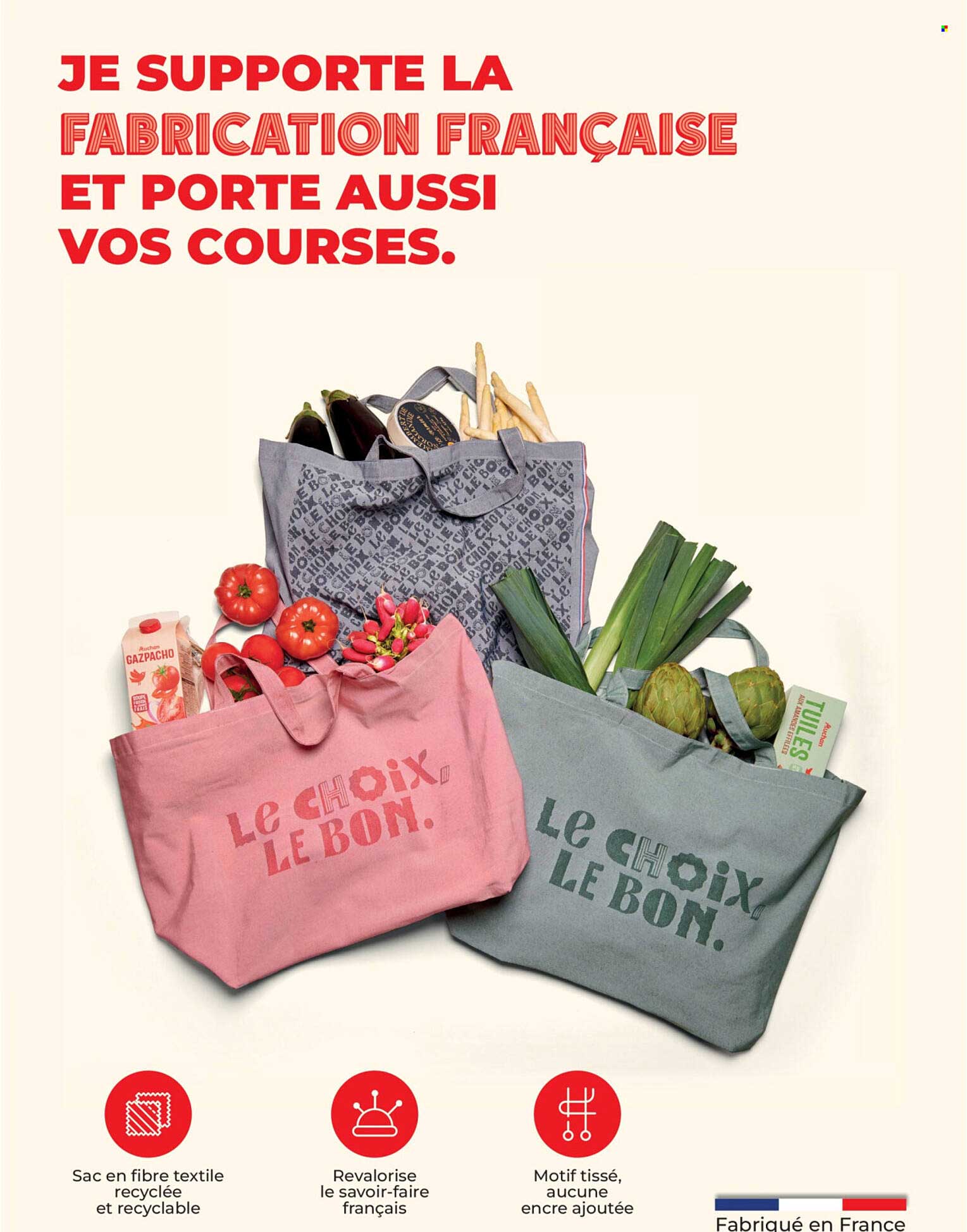 JE SUPPORTE LA FABRICATION FRANÇAISE ET PORTE AUSSI VOS COURSES.