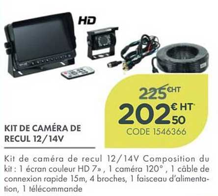 KIT DE CAMÉRA DE RECUL 12/14V