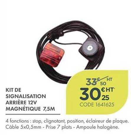 KIT DE SIGNALISATION ARRIÈRE 12V MAGNÉTIQUE 7,5M