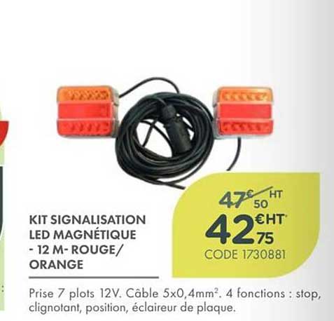 KIT SIGNALISATION LED MAGNÉTIQUE - 12 M- ROUGE/ORANGE