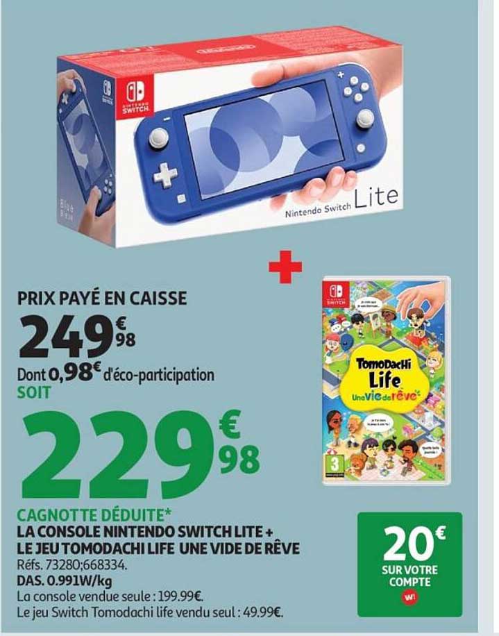 LA CONSOLE NINTENDO SWITCH LITE + LE JEU TOMODACHI LIFE UNE VIE DE RÊVE