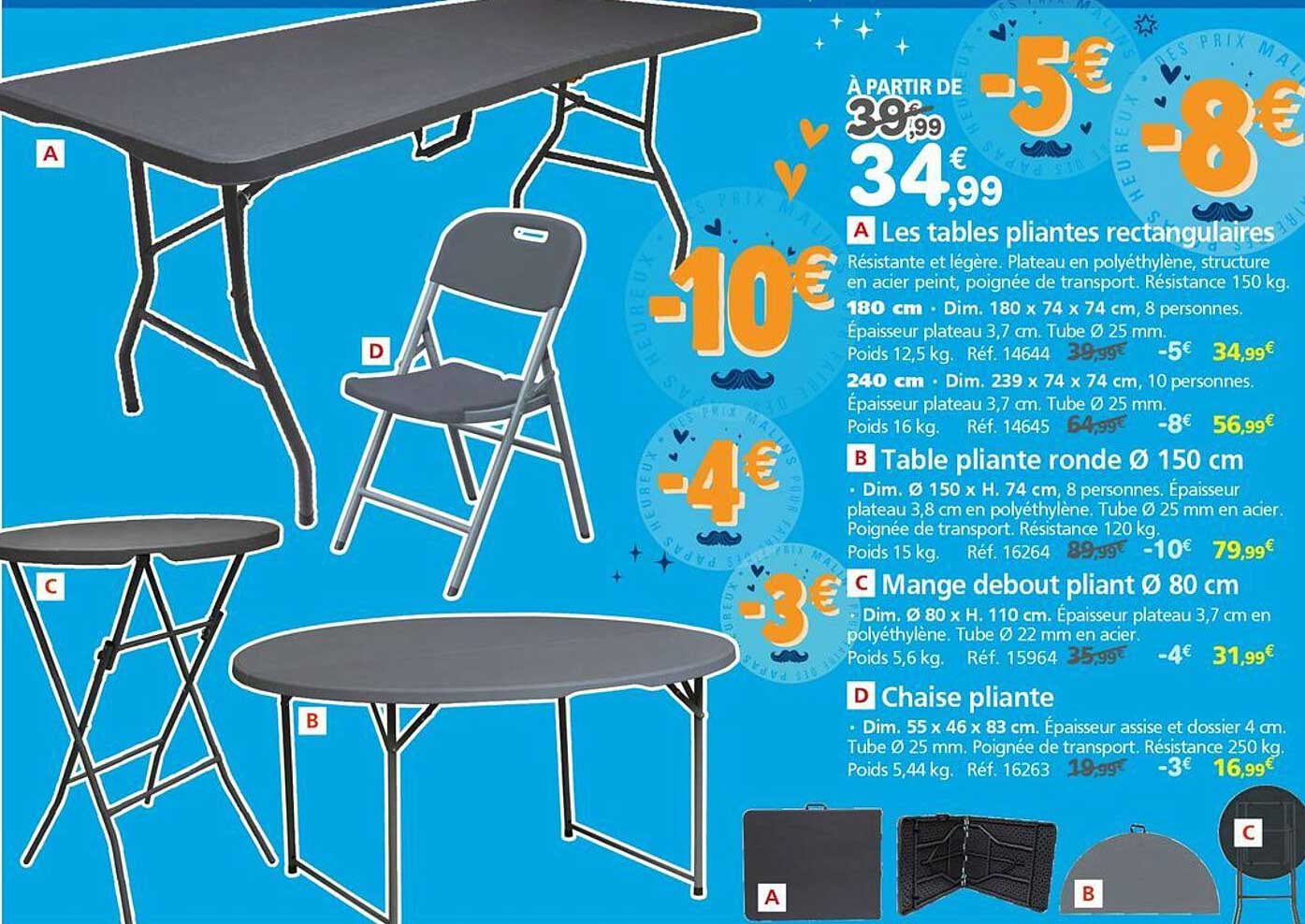 Les tables pliantes rectangulaires