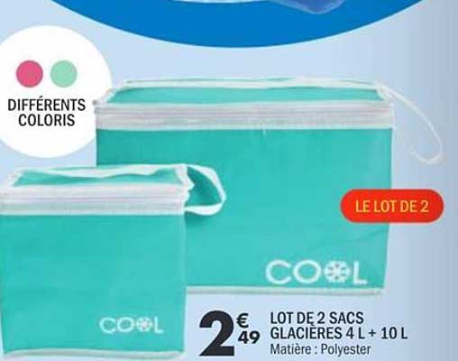 LOT DE 2 SACS GLACIÈRES 4 L + 10 L