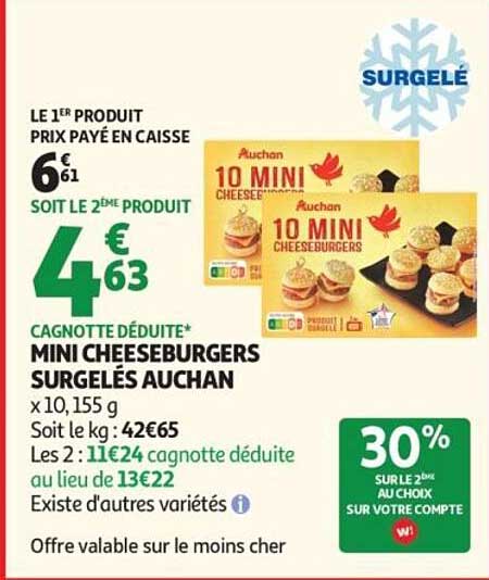 MINI CHEESEBURGERS SURGELÉS AUCHAN