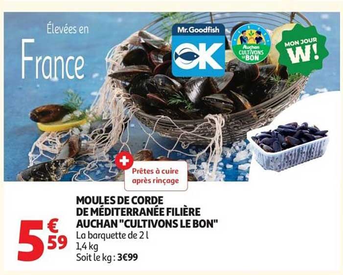 MOULES DE CORDE DE MÉDITERRANÉE FILIÈRE AUCHAN "CULTIVONS LE BON"