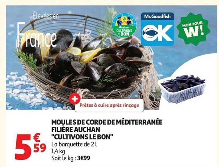 MOULES DE CORDE DE MÉDITERRANÉE FILIÈRE AUCHAN "CULTIVONS LE BON"