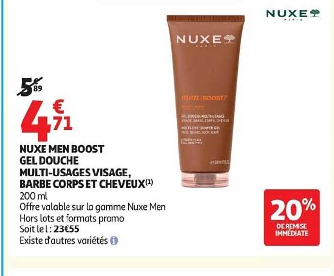 NUXE MEN BOOST GEL DOUCHE MULTI-USAGES VISAGE, BARBE CORPS ET CHEVEUX(1)