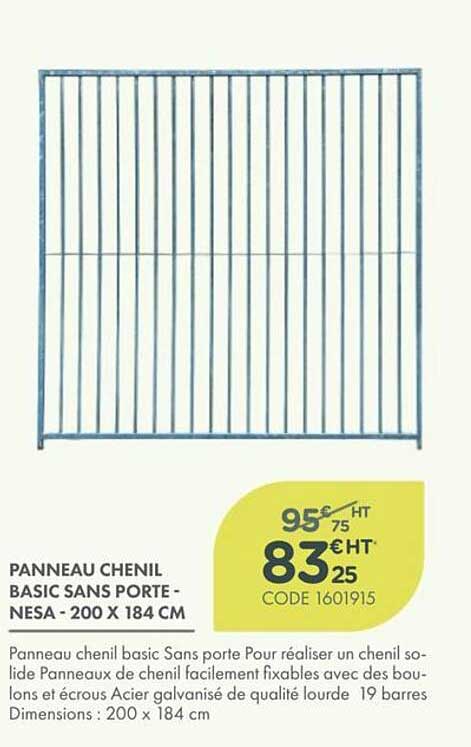 PANNEAU CHENIL BASIC SANS PORTE - NESA - 200 X 184 CM
