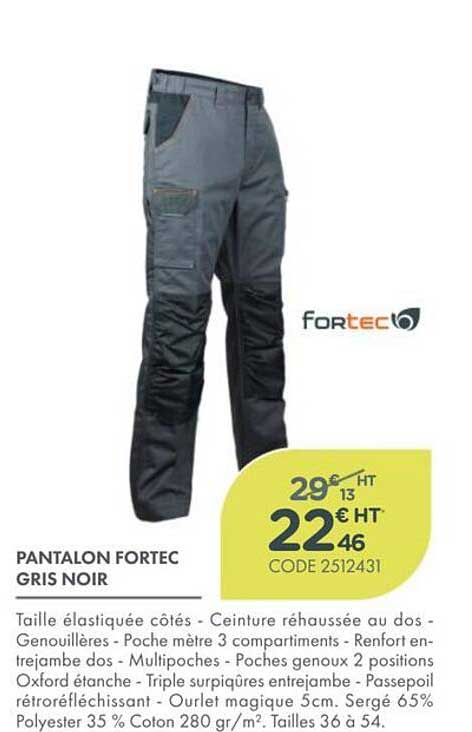 PANTALON FORTEC GRIS NOIR