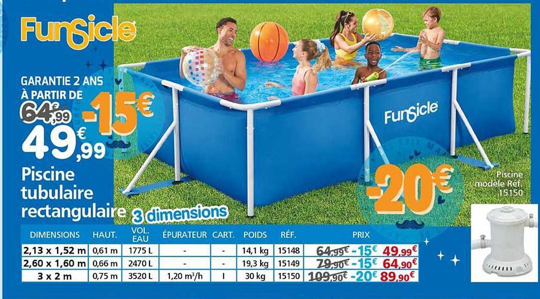 Piscine tubulaire rectangulaire 3 dimensions
