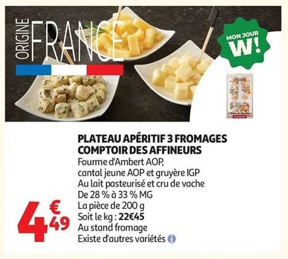 PLATEAU APÉRITIF 3 FROMAGES COMPTOIR DES AFFINEURS