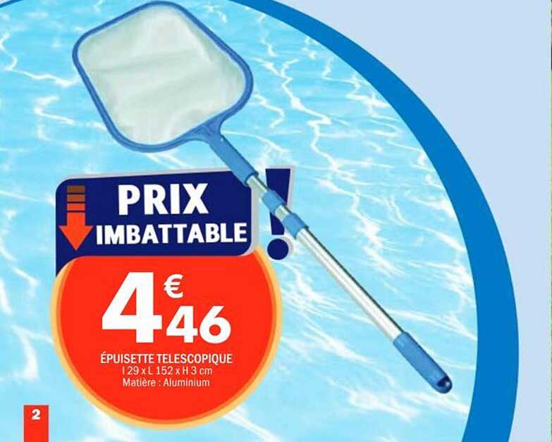 PRIX IMBATTABLE ! ÉPUISETTE TELESCOPIQUE | 129 x L 152 x H 3 cm | Matière : Aluminium