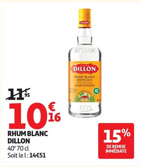 RHUM BLANC DILLON 40° 70 cl