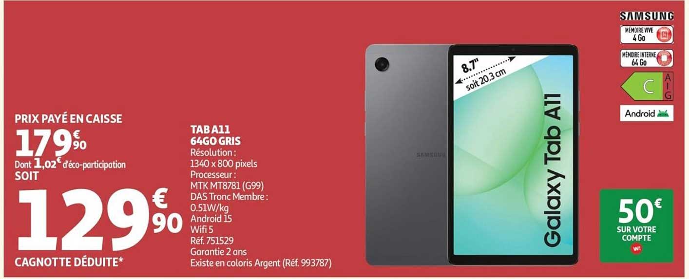 TAB A11 64GO GRIS