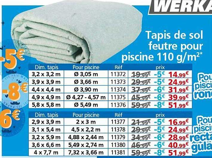 Tapis de sol feutre pour piscine 110 g/m²*
