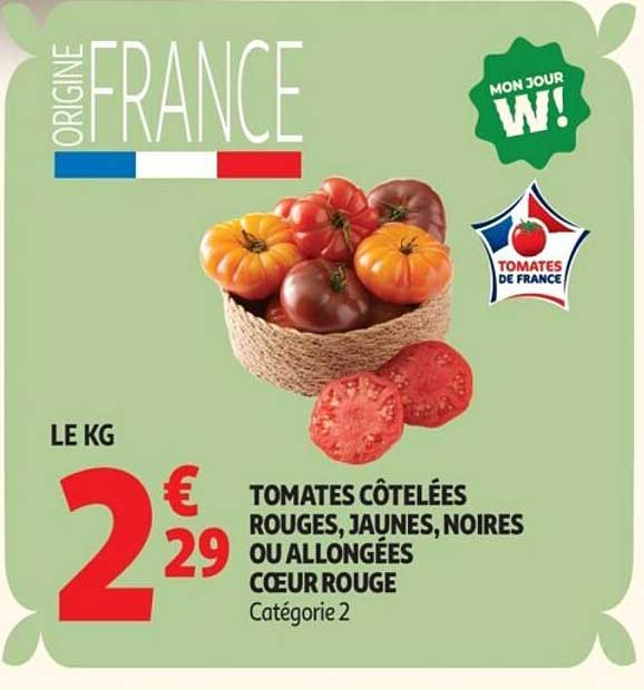 TOMATES CÔTELÉES ROUGES, JAUNES, NOIRES OU ALLONGÉES CŒUR ROUGE