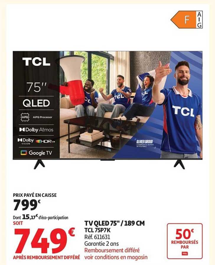 TV QLED 75" / 189 CM TCL 75P7K
