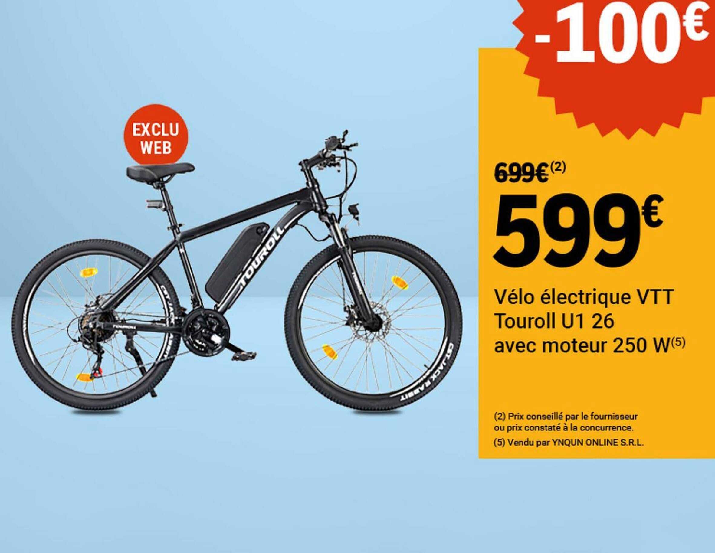 Vélo électrique VTT Touroll U1 26 avec moteur 250 W