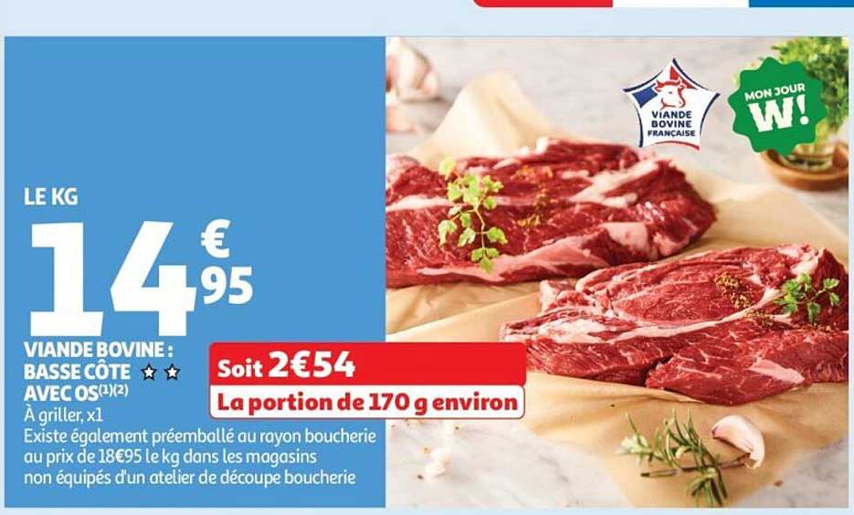 VIANDE BOVINE : BASSE CÔTE AVEC OS