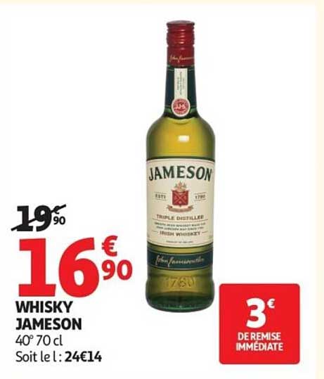 WHISKY JAMESON 40° 70 cl Soit le l : 24€14