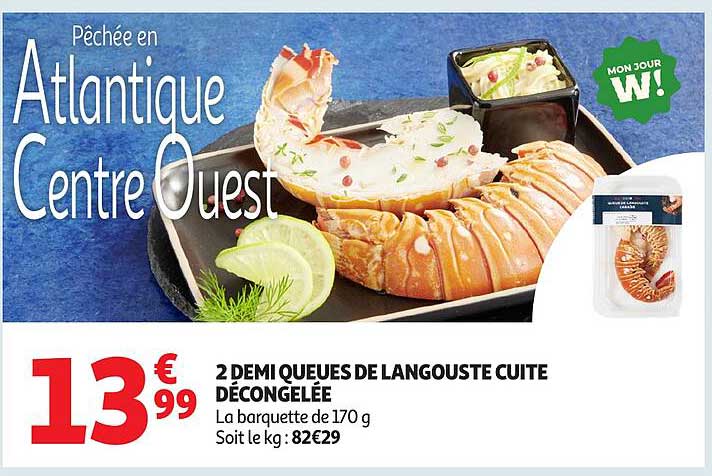 2 DEMI QUEUES DE LANGOUSTE CUITE DÉCONGELÉE