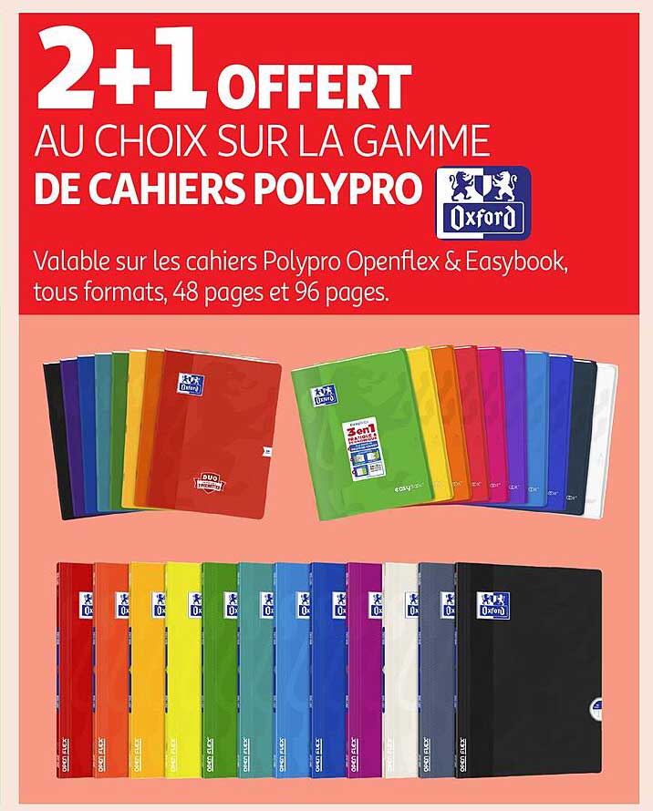2+1 offert au choix sur la gamme de cahiers Polypro