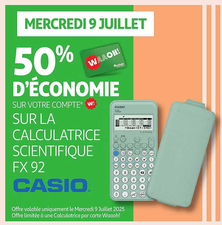 50% D’ÉCONOMIE SUR LA CALCULATRICE SCIENTIFIQUE FX 92 CASIO