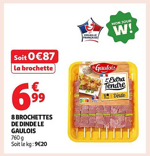 8 BROCHETTES DE DINDE LE GAULOIS