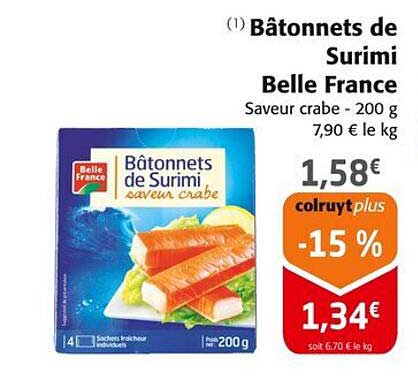Bâtonnets de Surimi Belle France Saveur crabe - 200 g