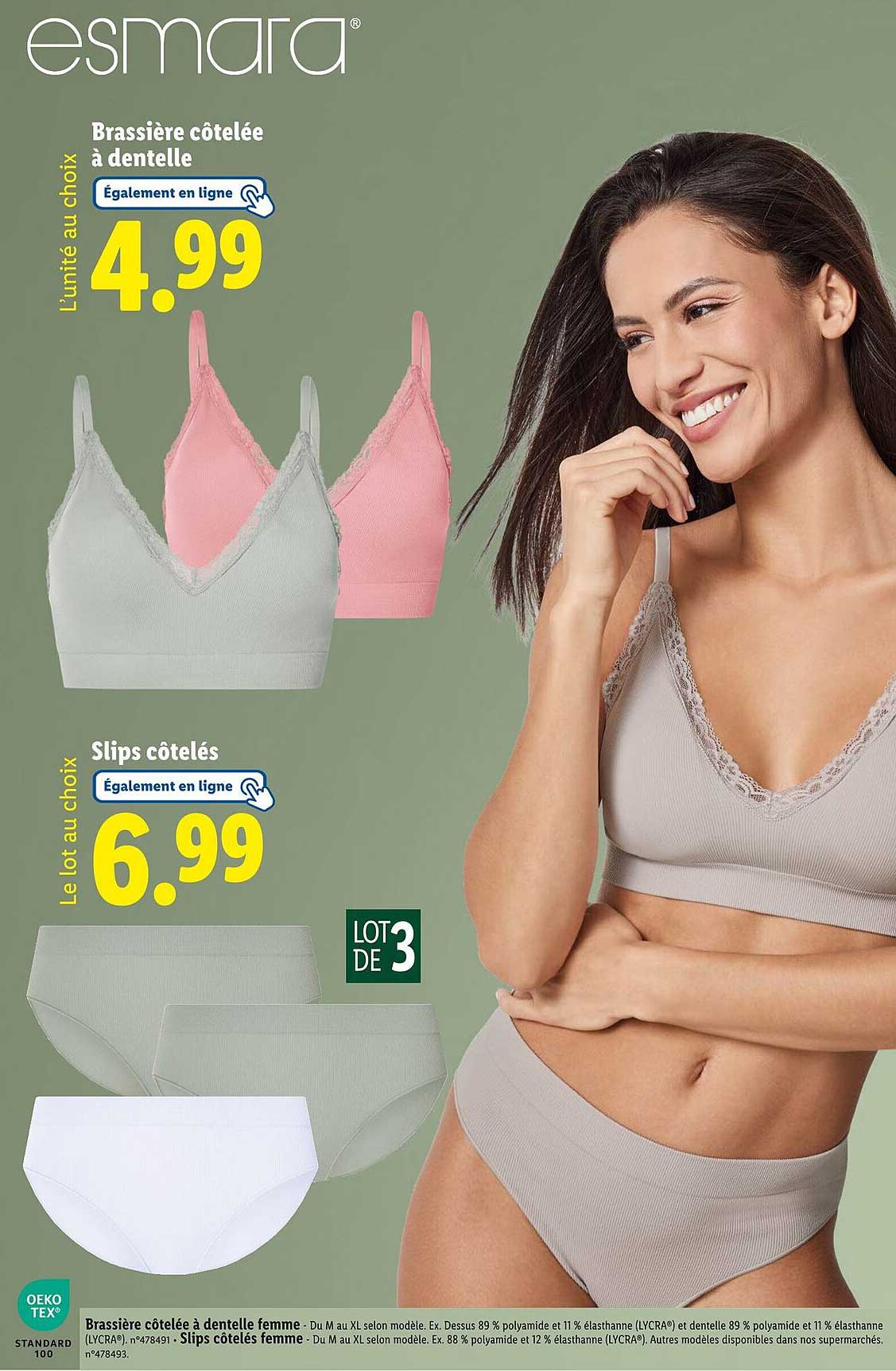 Brassière côtelée à dentelle