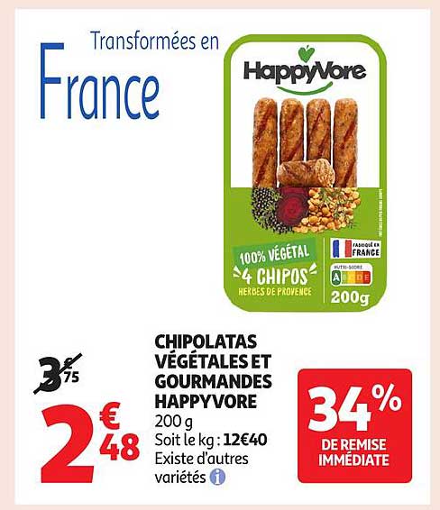 CHIPOLATAS VÉGÉTALES ET GOURMANDES HAPPYVORE