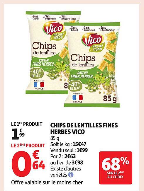 CHIPS DE LENTILLES FINES HERBES VICO