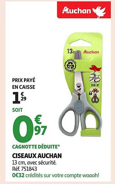 CISEAUX AUCHAN 13 cm, avec sécurité