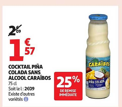 COCKTAIL PIÑA COLADA SANS ALCOOL CARAÏBOS
