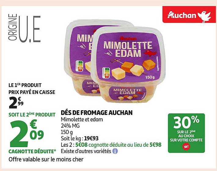 DÉS DE FROMAGE AUCHAN