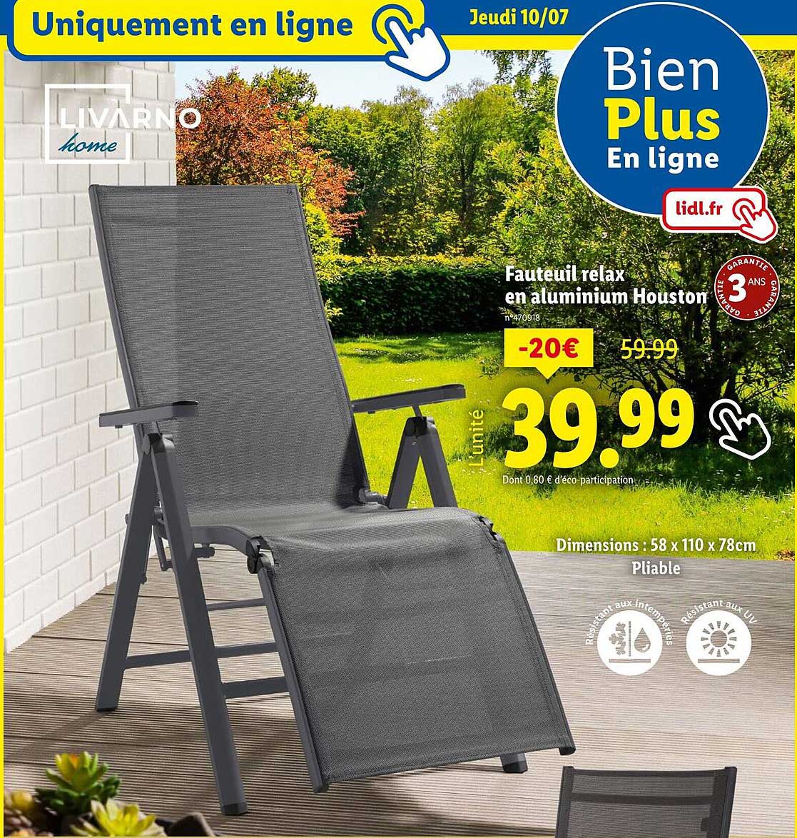 Fauteuil relax en aluminium Houstron