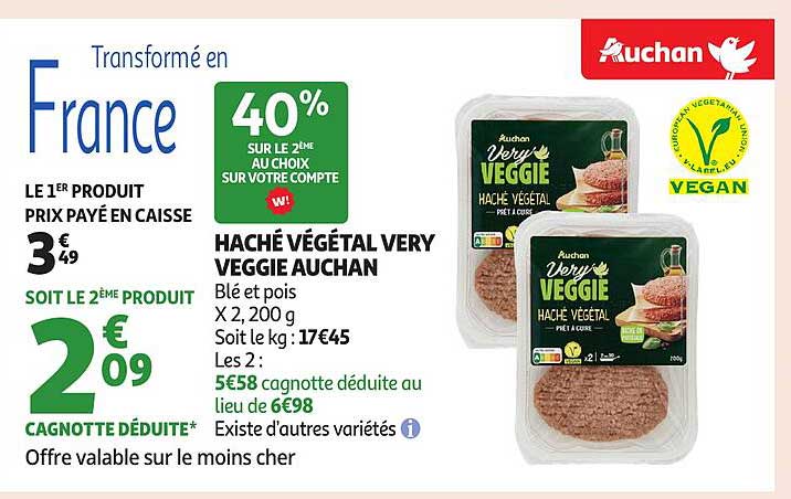 HACHÉ VÉGÉTAL VERY VEGGIE AUCHAN