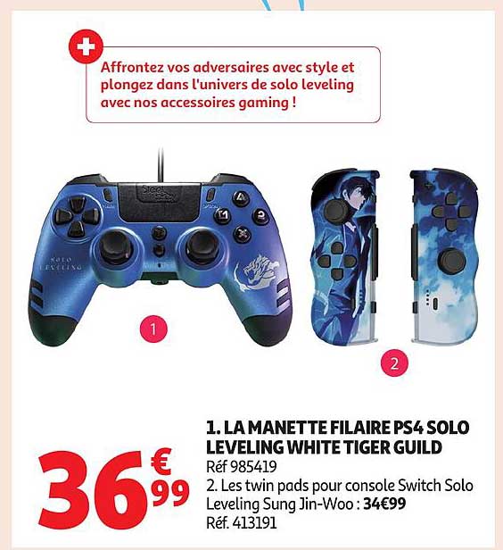 LA MANETTE FILAIRE PS4 SOLO LEVELING WHITE TIGER GUILD