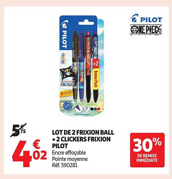 LOT DE 2 FRIXION BALL + 2 CLICKERS FRIXION PILOT