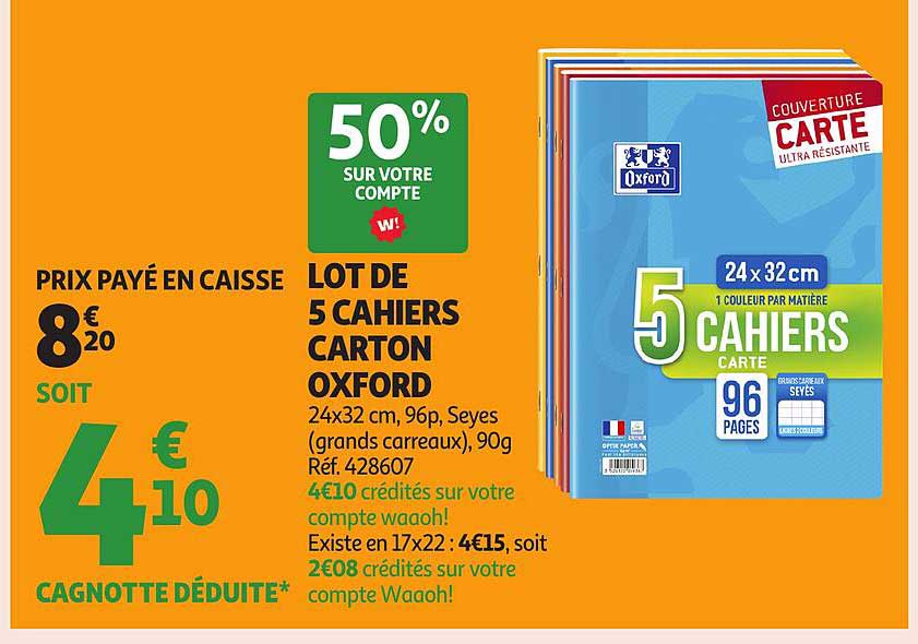 LOT DE 5 CAHIERS CARTON OXFORD