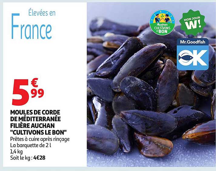 MOULES DE CORDES DE MÉDITERRANÉE FILIÈRE AUCHAN "CULTIVONS LE BON"