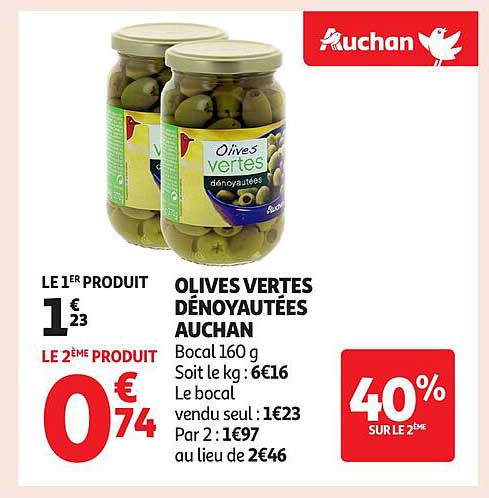 OLIVES VERTES DÉNOUYAUTÉES AUCHAN