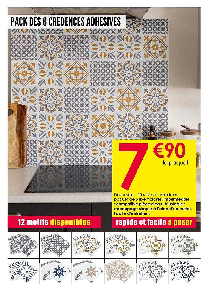 PACK DES 6 CREDENCES ADHESIVES
